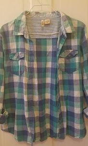 Blue and teal button up flannel